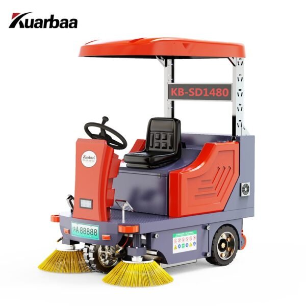 KB-SD1480 Ride-On Sweeper, Industrial Road Sweeper with Maintenance-Free Battery, Large Sanitation Vehicle
